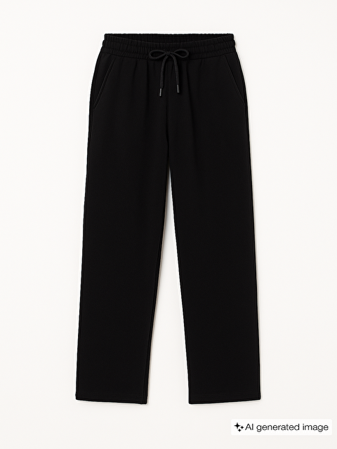 Tommylife Siyah Cepli Ön Dikiş Detaylı Geniş Paça Kız Çocuk Eşofman Altı -75144 - S000330248-19351