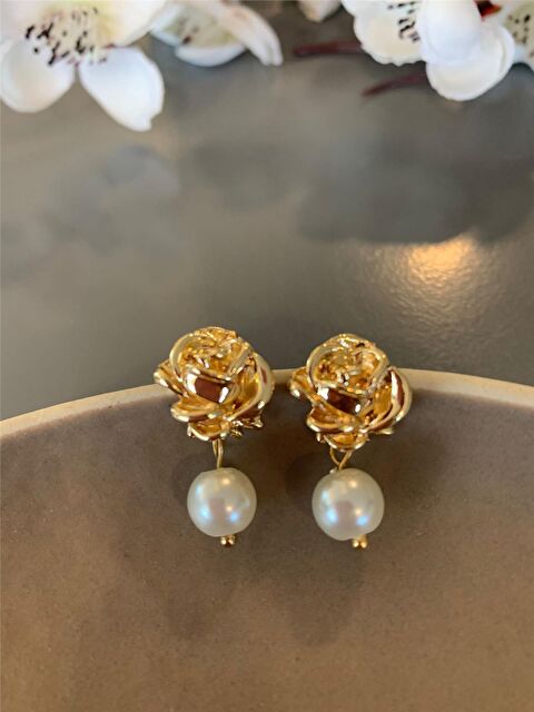 Pelin Aksesuar İncili Gül Küpe - S000051891-23173