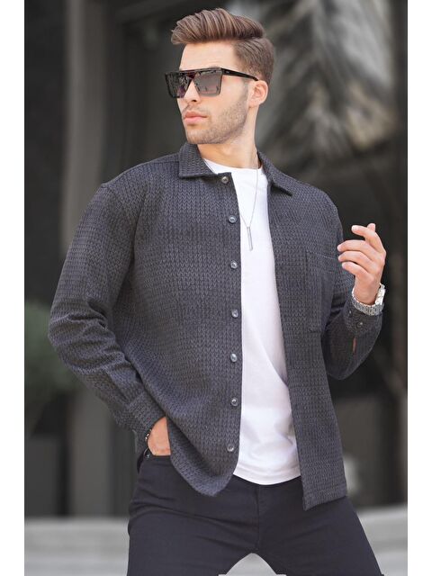 Madmext Antrasit Desenli Erkek Oduncu Gömlek 6711 - S000029323-29666