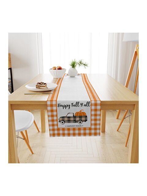 Evmila Kadife Dokuma Özel Tasarım Sonbahar Desenli Runner 40x140 cm - S000087510-23173