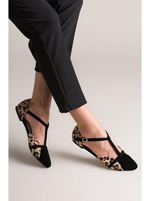 Fox Shoes Leopar/Siyah Kadın Babet B726881802 - S000031768-37322