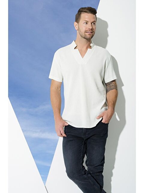 For You Man Organik Yıldız Yaka Yeşil %100 Pamuk Gömlek - S000021727-20054