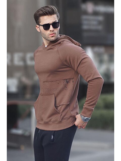Madmext Kahverengi Kapüşonlu Erkek Hoodie 6151 - S000061270-19413