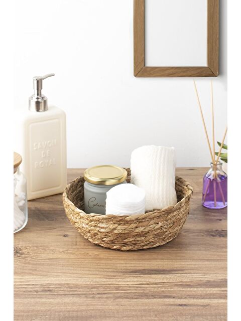 Porsima 15295 Çok Amaçlı Yuvarlak Dekoratif Hasır Sepet Düzenleyici Organizer Ekmeklik