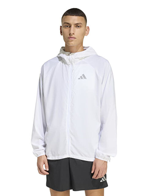 Adidas Running Essentials Erkek Beyaz Kapüşonlu Fermuarlı Sweatshirt - S000507220-20063