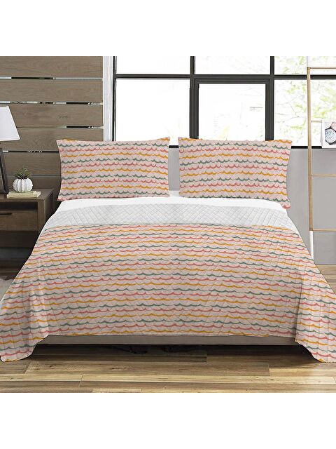 Evmila Modern Desen Çift Kişilik Baskılı Pike (200x220 Cm) Renkli - S000029918-23173