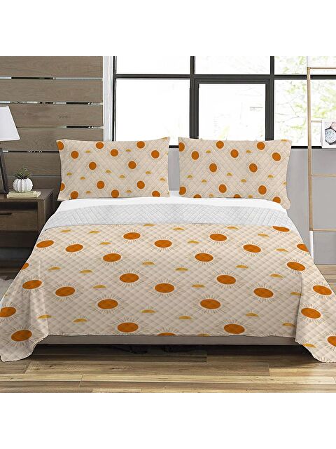 Evmila Güneş Desen Çift Kişilik Baskılı Pike (200x220 Cm) Renkli - S000029921-23173