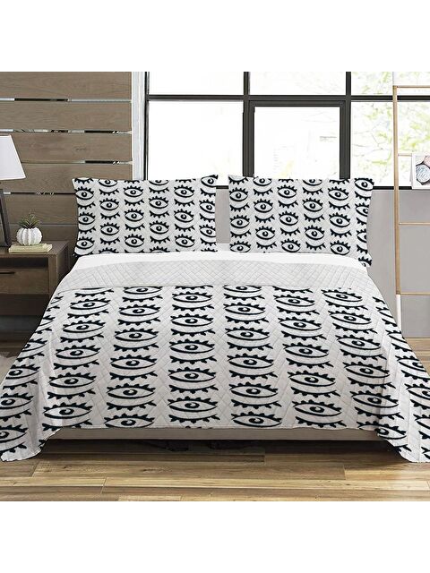 Evmila Göz Desen Çift Kişilik Baskılı Pike (200x220 Cm) Renkli - S000029925-23173