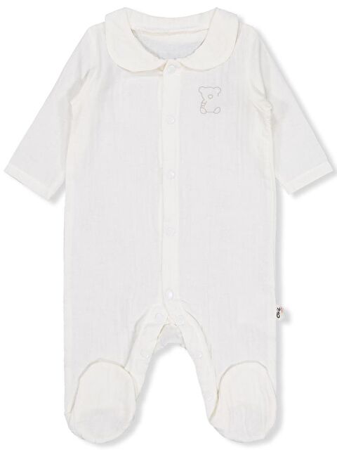 Civil Baby Yakalı Ayıcık Baskılı 1-9 Ay Tulum - Ekru 1-3 Ay - S000367973-19965