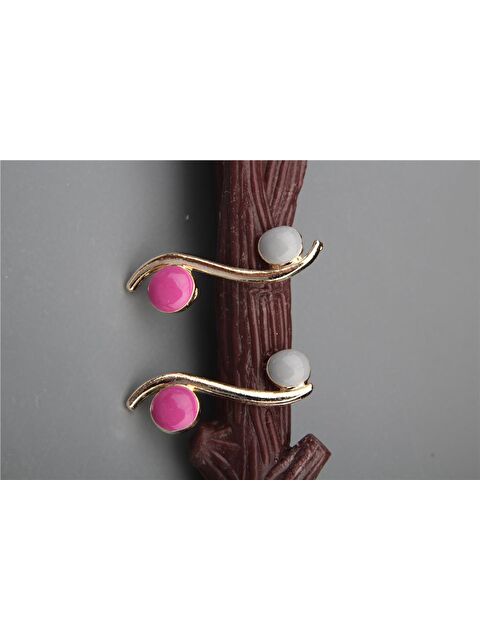 Pelin Aksesuar Fuşya Gri Dalga Küpe - S000051926-23173