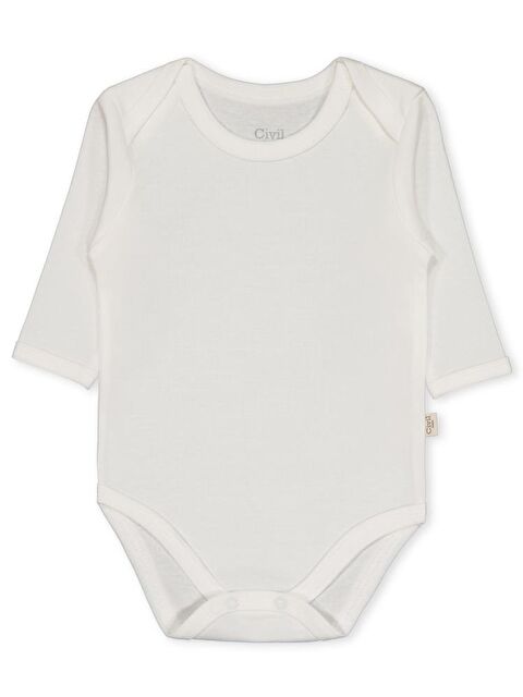 Civil Baby Düz Uzun Kol 3-9 Ay Çıtçıtlı Badi - Beyaz 3-6 Ay - S000203075-20063
