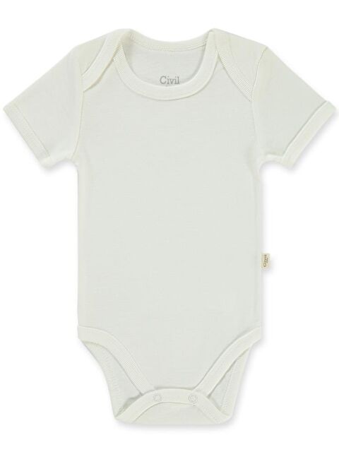 Civil Baby Düz Kısa Kol Çıtçıtlı Badi - Beyaz 1-3 Ay - S000201927-20063