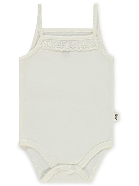 Civil Baby Penye İp Askılı Dantelli 3-9 Ay Kız Çıtçıtlı Badi - Ekru6-9 Ay - S000203281-19965