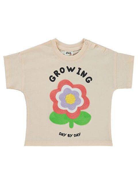 Civil Baby Çiçek Nakışlı 6-18 Ay Tişört - Pudra18-24 Ay - S000395572-7152