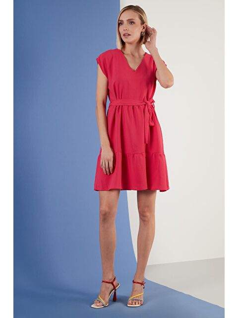 Lela V Yaka Belden Bağlama Detaylı Elbise 6053681 - S000001449-18686