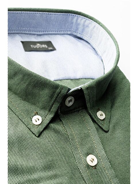 TUDORS Büyük Beden Oxford Uzun Kollu Spor Erkek Gömlek