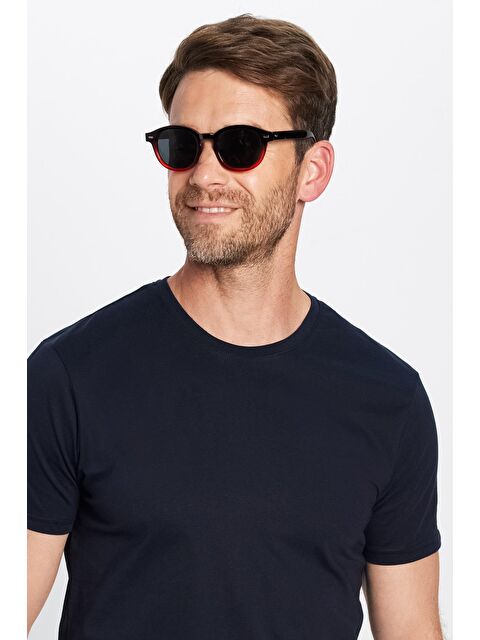 TUDORS Erkek Slim Fit Lacivert Bisiklet Yaka %100 Pamuk Dar Kesim Basic Tişört - S000243326-21164