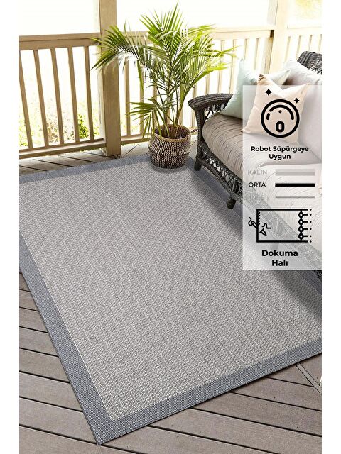 Konfor Halı Sisalux 3092 Gri Jüt Tabanlı Modern Dokuma Kilim Sisal Hasır Halı-200x290 cm - S000162674-20600