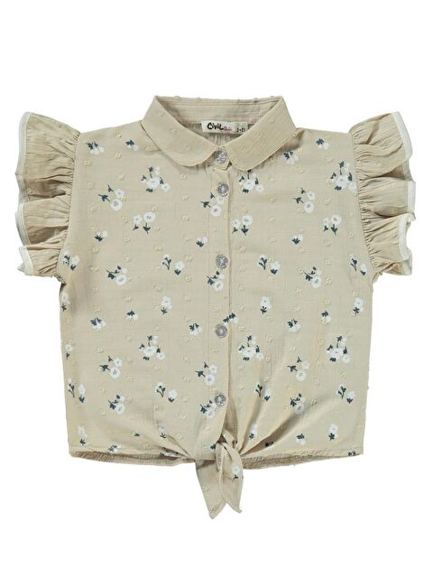 Civil Girls Çiçek Baskılı 2-5 Yaş Takım - Bej 5-6 Yaş - S000359432-19928