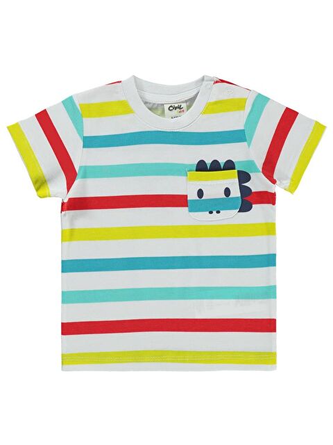 Civil Baby 4 Renkli Çizgi 6-18 Ay Tişört - Beyaz12-18 Ay - S000382549-20063