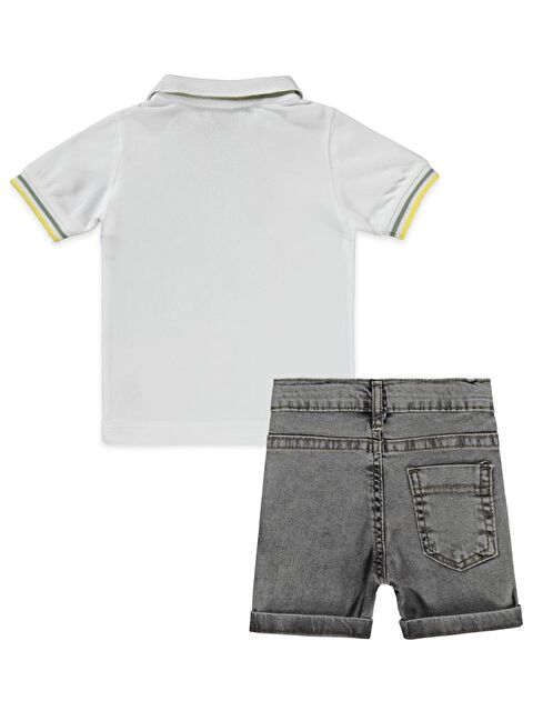 Concept Pike Palmiye Tişört Jean Şortlu 2'li 6-18 Ay Takım - Beyaz 6-9 Ay - S000386333-20063