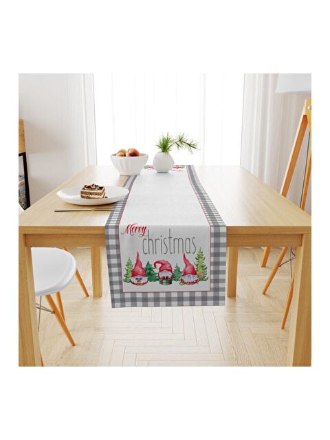 Evmila Kadife Dokuma Özel Tasarım Yılbaşı Desenli Runner 40x140 cm - S000087586-23173