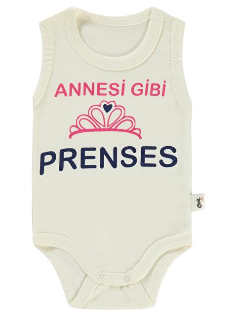 Civil Baby Annesi Gibi Prenses Baskılı Sfr.Kol1-36 Ay Çıtçıtlı Badi - Ekru 3-6 Ay - S000203792-19965