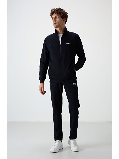 Air Jones Troy Lacivert Dik Yaka Fermuarlı Standart Kalıp Erkek Eşofman Takım - 85196 - S000080410-21164