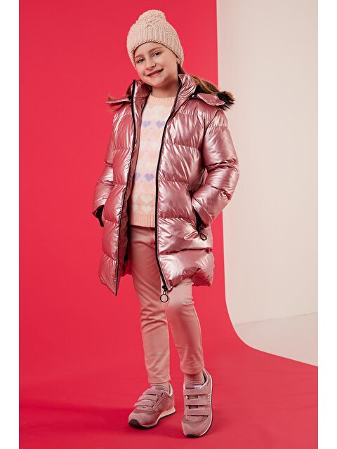 Lela Peluş Astarlı Yakası Suni Kürklü Çıkarılabilir Kapüşonlu Kışlık Mont 5761908 - S000000751-20024