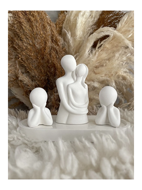 Havalı Tasarım Dekoratif 2 Çocuklu Aile Obje Biblo ve Stand Seti - S000158647-20063
