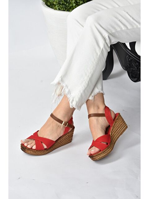 Fox Shoes K674192105 Kırmızı Dolgu Taban Kadın Ayakkabı - S000051975-20045