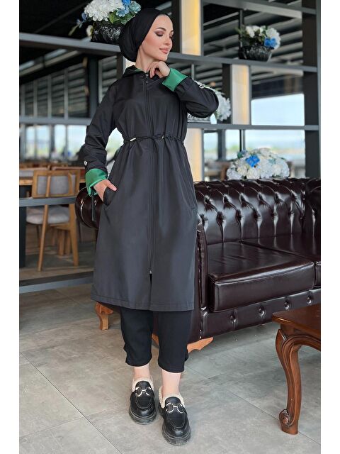 Julude Kadın Tesettür Kapüşonlu Bel Lastikli Trençkot - S000187080-37449
