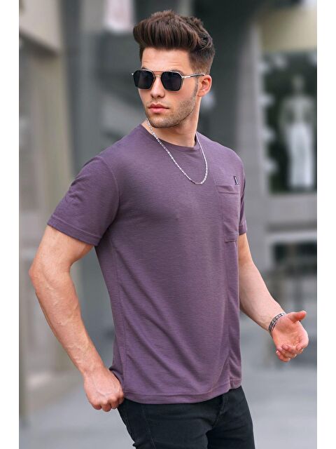 Madmext Mor Cepli Basic Tişört 5880 - S000016153-20042