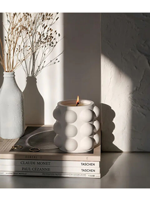 Havalı Tasarım Dekoratif Mum Bubble Beton Kasede - S000332824-20063