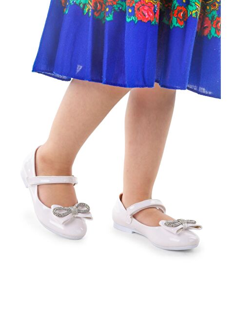 Kiko Kids Bowtie Papyon Taşlı Cırtlı Kız Çocuk Babet Ayakkabı - S000026825-20063