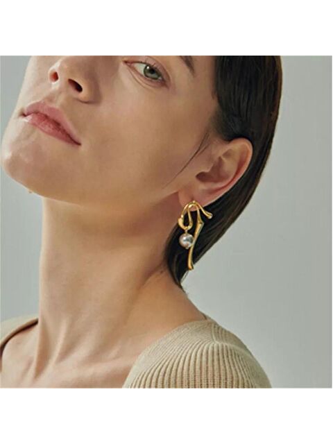 Pelin Aksesuar İnci Sallantılı Tasarım Küpe - S000052012-23173