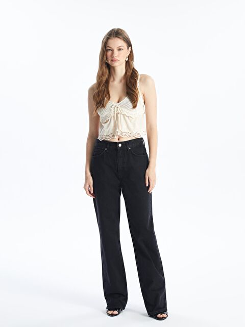 Dexia Marsilya - Düz Straight Fit Normal Bel Denim Pantolon - Siyah Renk - S000151538-19351