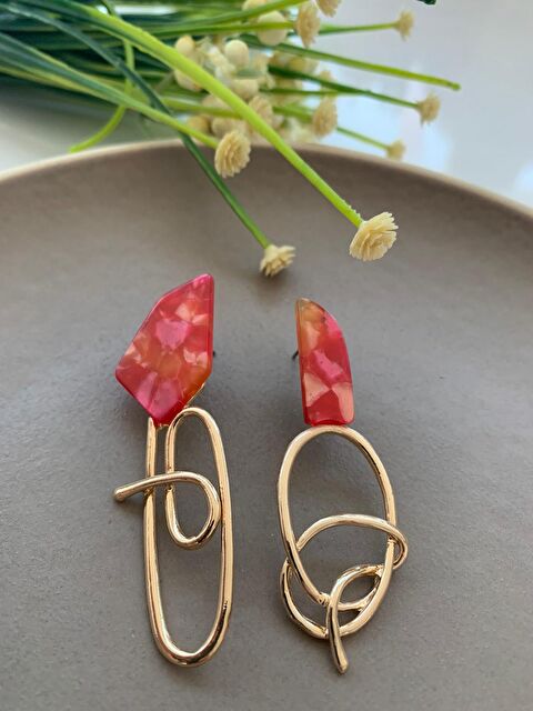 Pelin Aksesuar Turuncu Pembe Tasarım Küpe - S000052006-23173