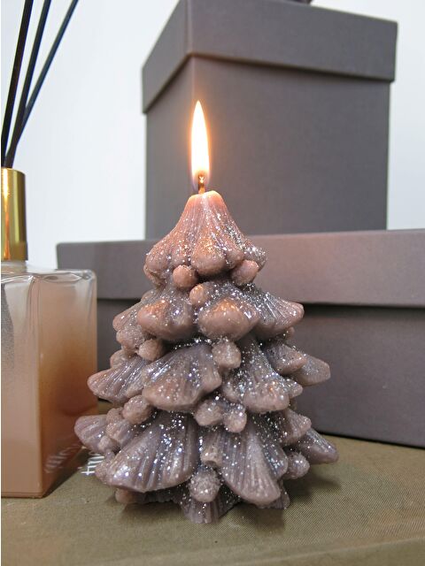 Missi Dekoratif Gri Simli Çam Ağacı Mum(17 cm) - S000072324-20600