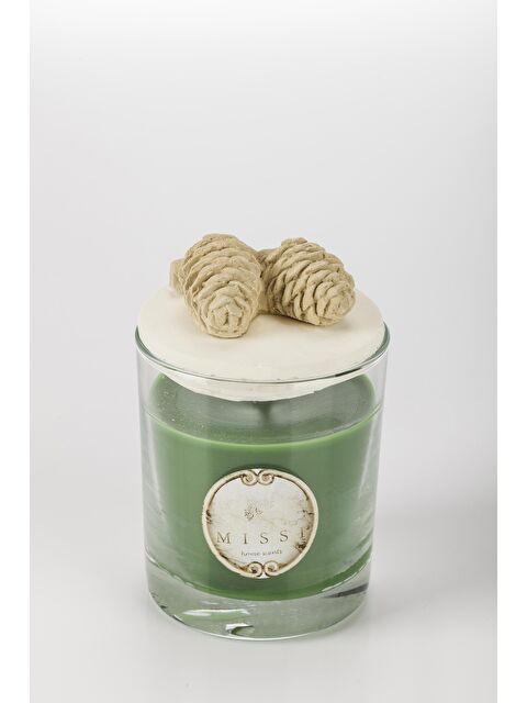 Missi Kozalak2 Seramik Taş Kapaklı Spice Orange Kokulu Yeşil Vegan Mum (140 GR) - S000072322-18194