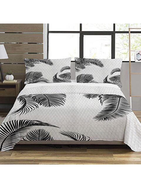 Evmila Palmiye Desen Çift Kişilik Baskılı Pike  (200x220 Cm) - S000025189-23173