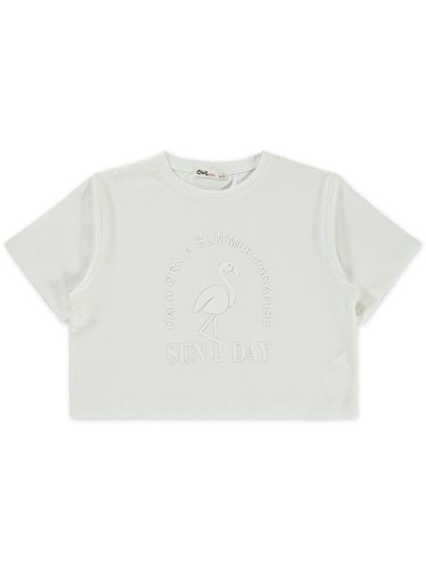 Civil Girls Flamingo Baskılı 10-13 Yaş Tişört - Ekru13-14 Yaş - S000382409-19965