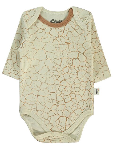 Civil Baby Crack Pattern Baskılı 3-18 Çıtçıtlı Badi - Kahve 18-24 Ay - S000318794-19413