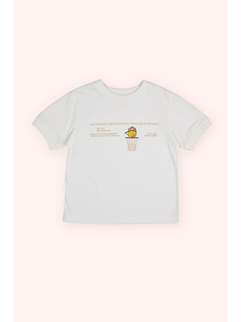 Panço Erkek Bebek Baskı Detaylı Ekru Tişört - S000393751-19965