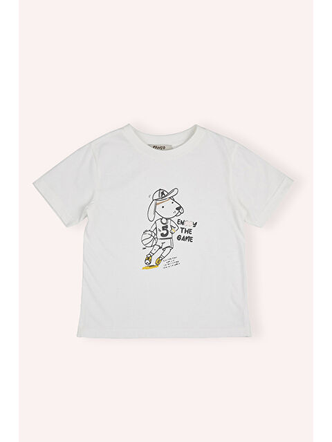 Panço Erkek Bebek Baskı Detaylı Ekru Tişört - S000393757-19965