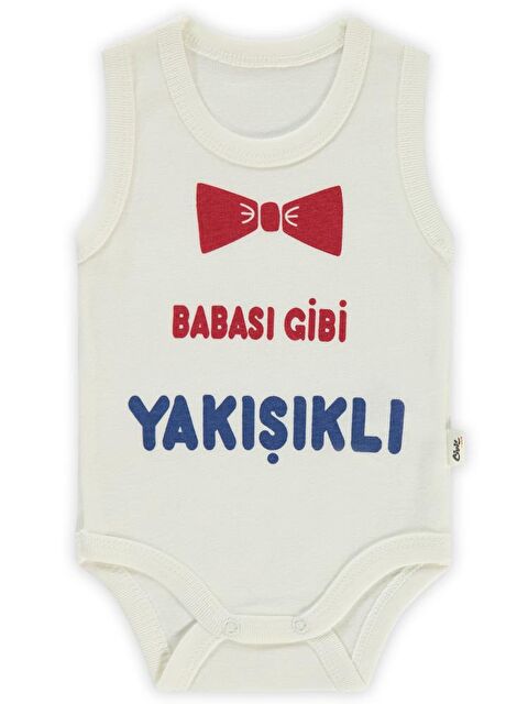 Civil Baby Babası Gibi Yakışıklı Baskılı Sfr.Kol1-36 Ay Çıtçıtlı Badi - Ekru 18-24 Ay - S000204810-19965