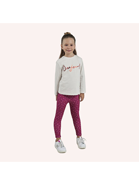 Panço Kız Çocuk Desenli Kırmızı Tayt - S000318981-19951