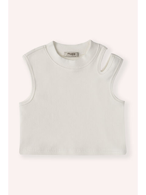 Panço Kız Çocuk Omuz Detaylı Beyaz Atlet - S000447737-20063