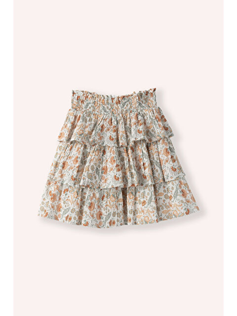 Panço Kız Çocuk Desenli Ekru Etek - S000448507-19965