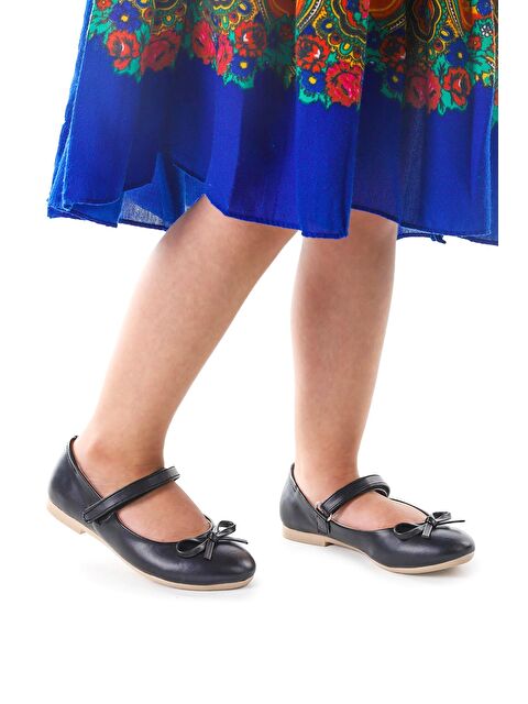 Kiko Kids Barbe Cilt Fiyonklu Cırtlı Kız Çocuk Babet Ayakkabı - S000041490-19351